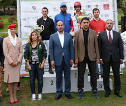 HH Sheikh Mansoor Festival-sponsored FEI World Championship for Young Horses at the Italian Endurance Festival 2015 in Verona, Italy, prize distribution. 